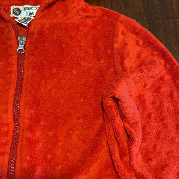 Girls red jacket size 5 smock dot kids brand zipper front pockets hood very soft - Picture 5 of 13